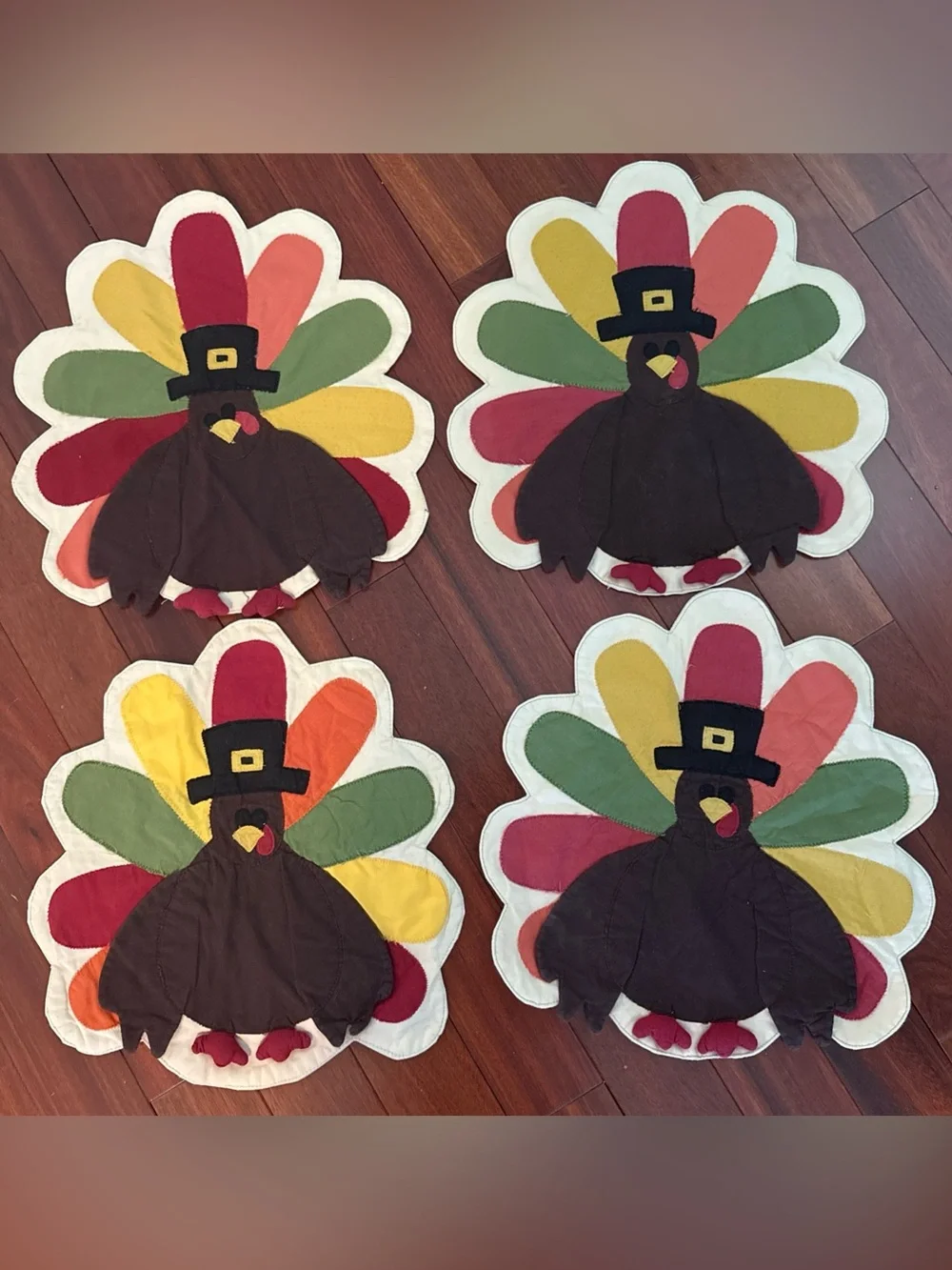 Thanksgiving Turkey Placemats Slightly Whimsical 15 In Tall 14 In Wide Cotton